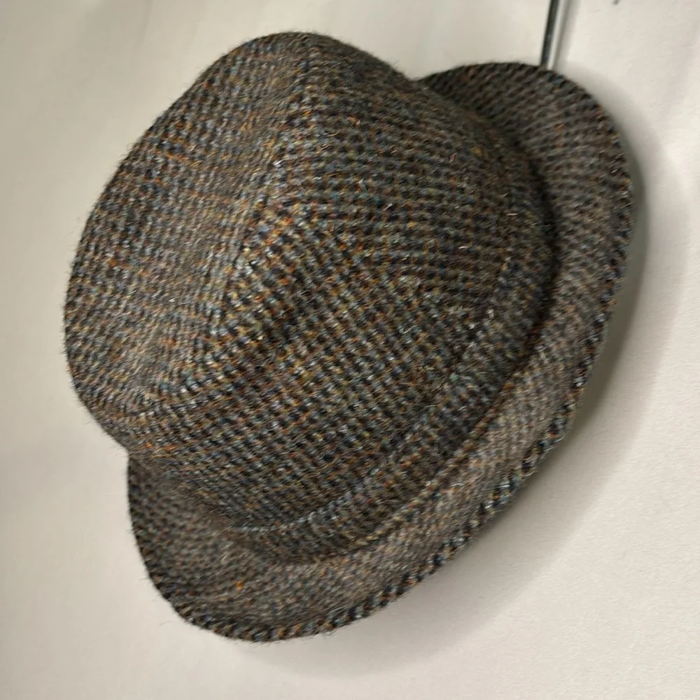 Dunn & Co Vintage Stetson 100% Pure Wool HarrisTweed Trilby Hat with Feather